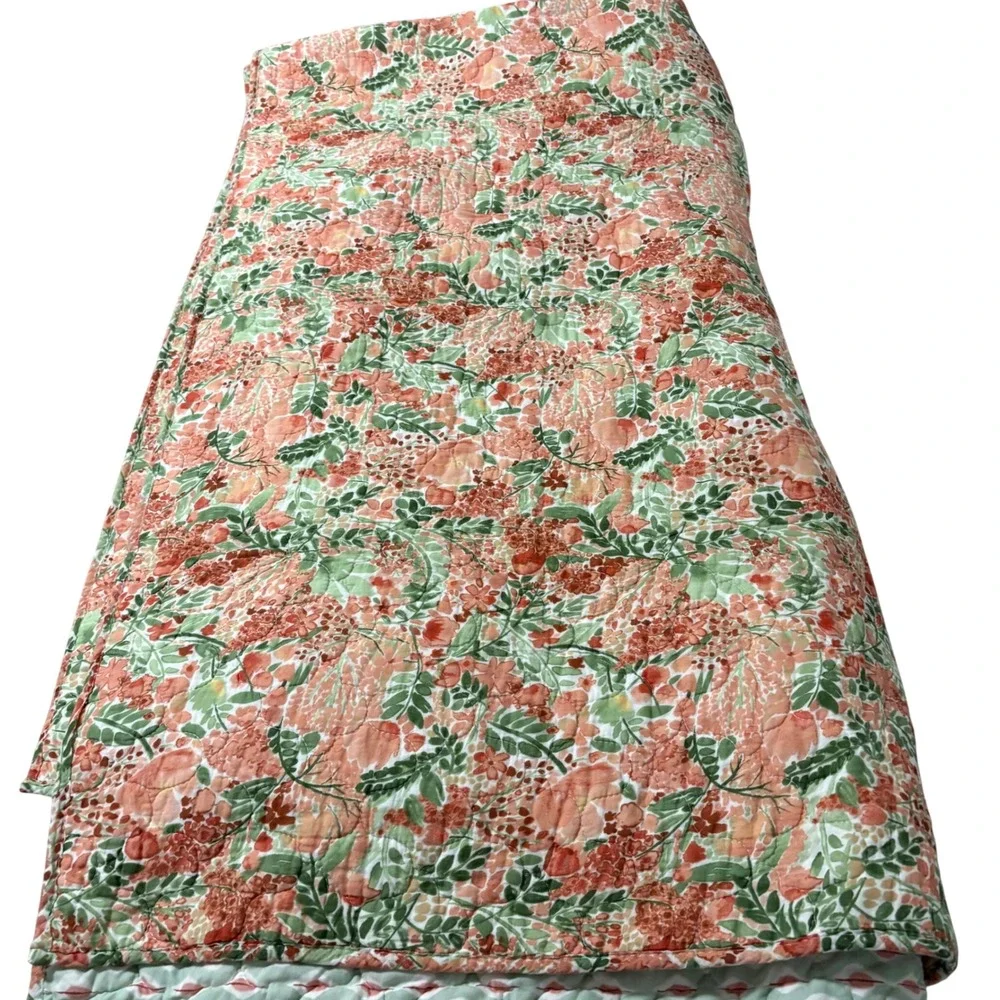 Nina Home by Nina Campbell Quilted Comforter  Floral Reversible Coral Green